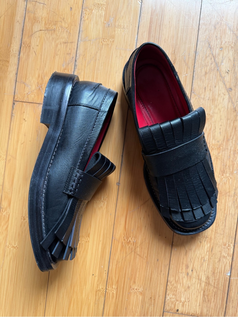 Marni Black Leather Tassel Kiltie Loafers
